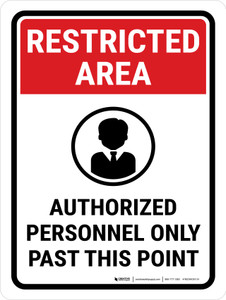 Restricted Area: Authorized Personnel Only Past This Point with Icon Portrait - Wall Sign